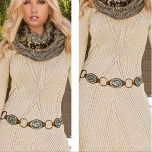 Boston Proper Cream Ribbed Long Sleeve Sweater Dress